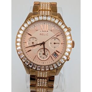 Relic Watch Women 37mm Rose Gold Case‎ 6.5" Band ZR15802- New Battery